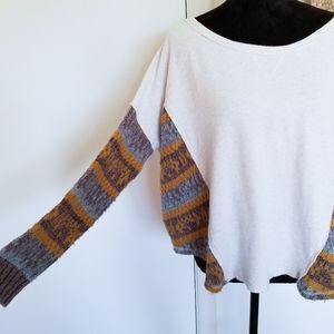 Free People Cream Dolman Sweater Sleeve Sweatshirt